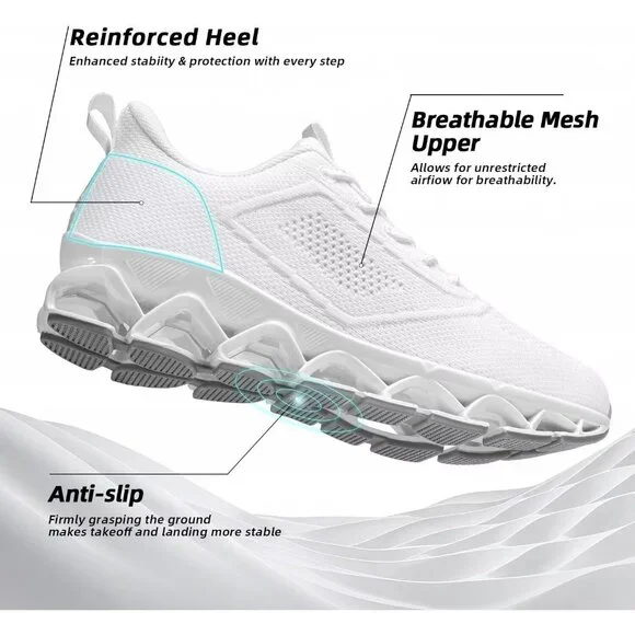 Women's All White Sport Gym Walking Running Tennis  Athletic Sneakers Shoes - Picture 6 of 7